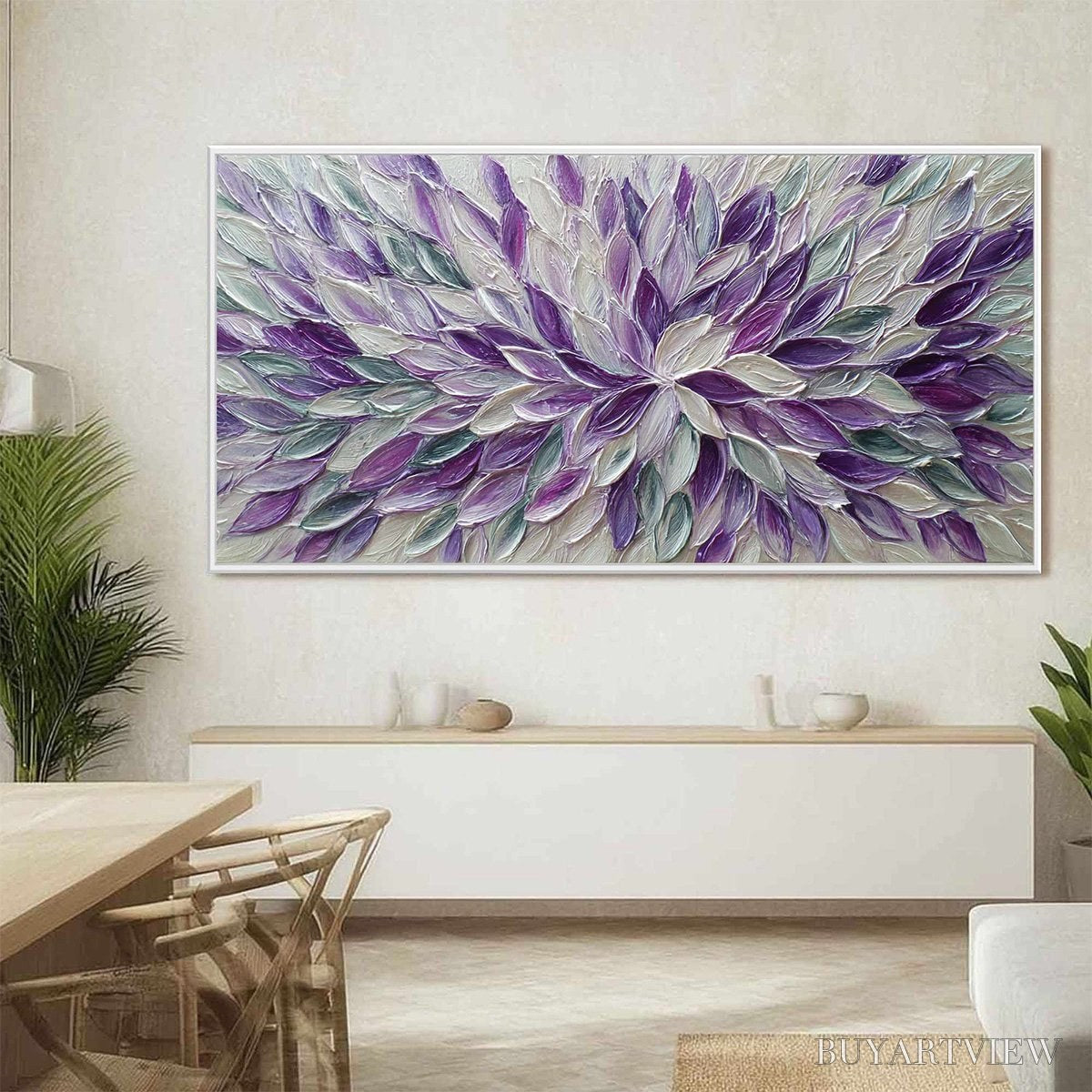 BUYARTVIEW Amethyst Bloom – Textured Impasto Floral Oil Painting - image 5