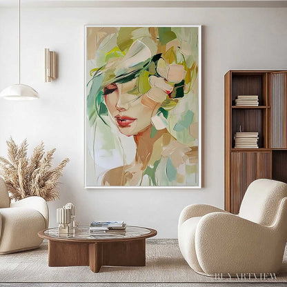 BUYARTVIEW Whispers of Spring – Impressionistic Floral Portrait Oil Painting - image 2