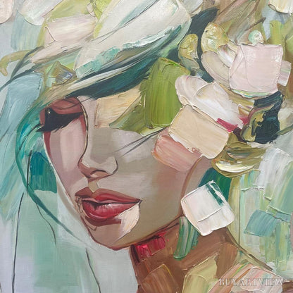 BUYARTVIEW Whispers of Spring – Impressionistic Floral Portrait Oil Painting - image 3