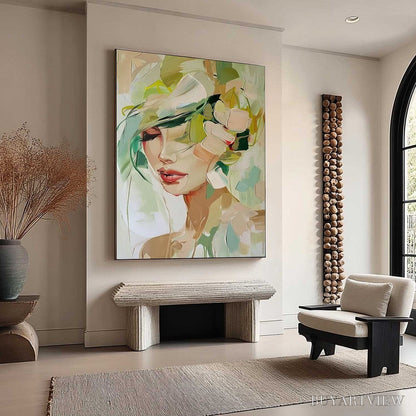 BUYARTVIEW Whispers of Spring – Impressionistic Floral Portrait Oil Painting - image 5