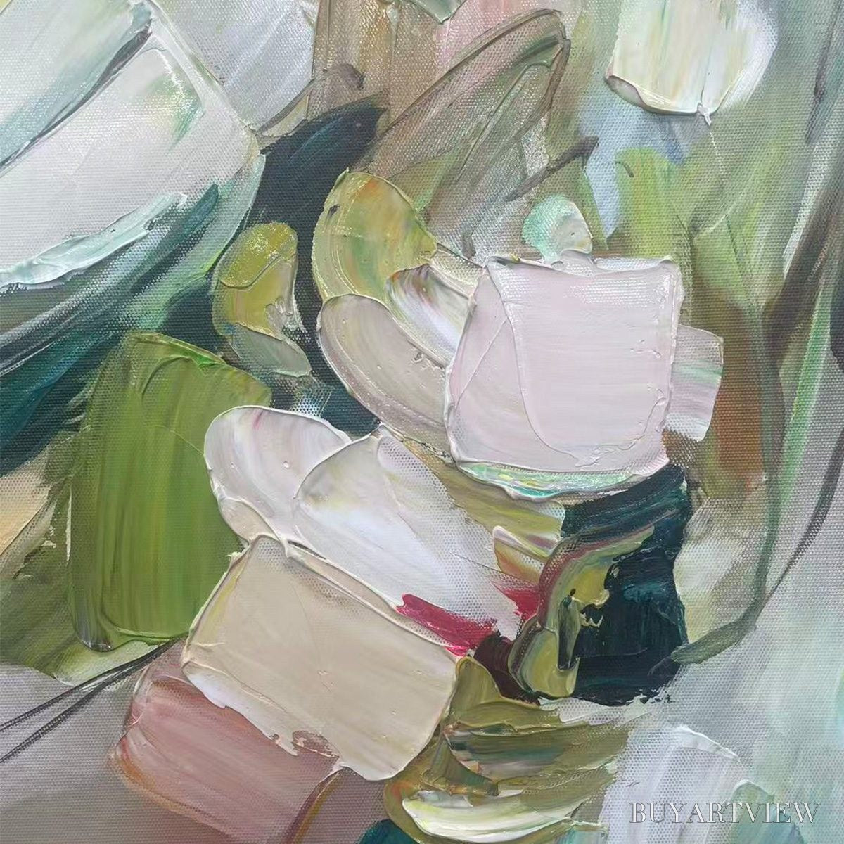 BUYARTVIEW Whispers of Spring – Impressionistic Floral Portrait Oil Painting - image 6