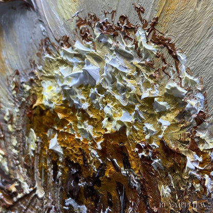 BUYARTVIEW Golden Bloom – Textured Impasto Floral Oil Painting with Gold Accents - image 3