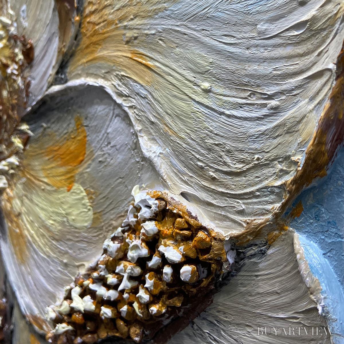 BUYARTVIEW Golden Bloom – Textured Impasto Floral Oil Painting with Gold Accents - image 6