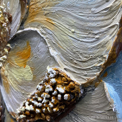 BUYARTVIEW Golden Bloom – Textured Impasto Floral Oil Painting with Gold Accents - image 6