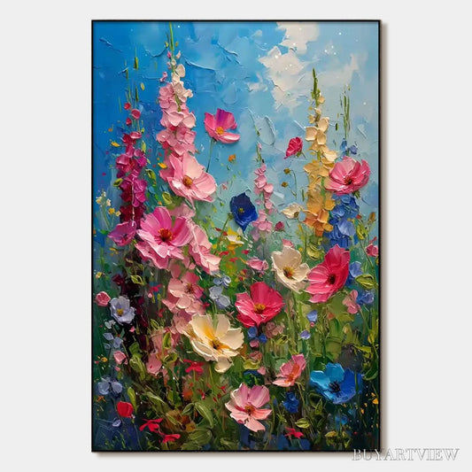 BUYARTVIEW Summer Meadow Dance – Textured Impasto Floral Oil Painting - image 1