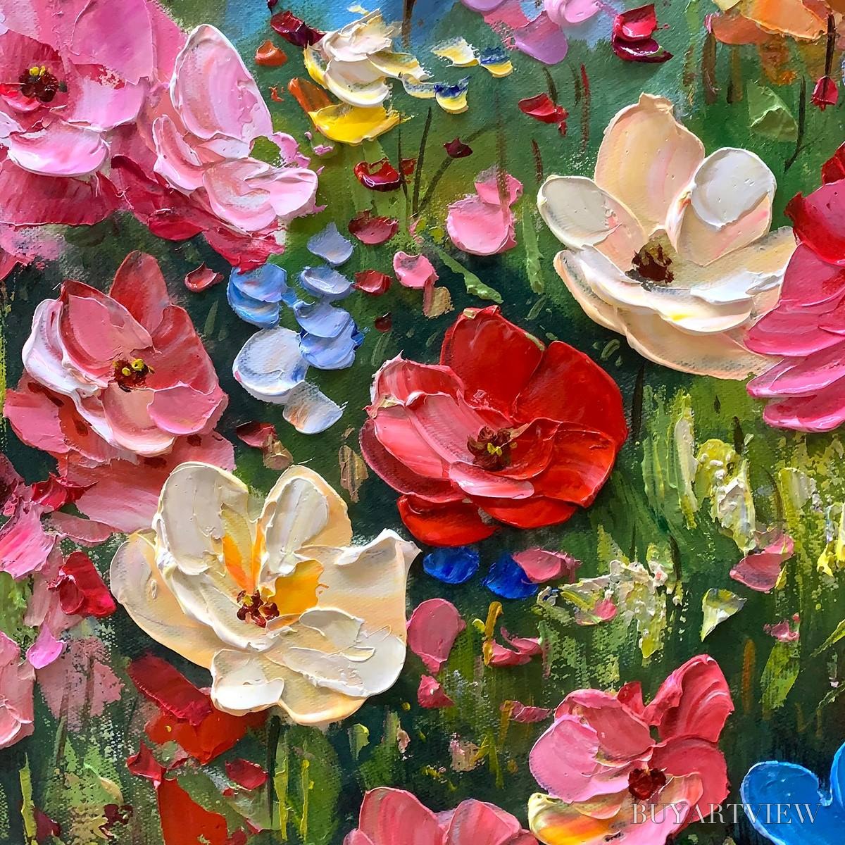 BUYARTVIEW Summer Meadow Dance – Textured Impasto Floral Oil Painting - image 3
