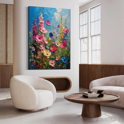 BUYARTVIEW Summer Meadow Dance – Textured Impasto Floral Oil Painting - image 4