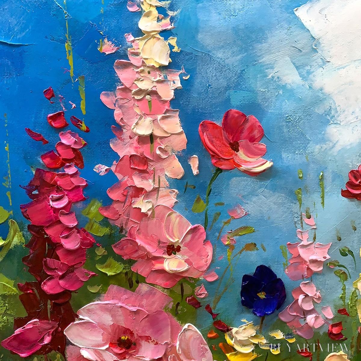 BUYARTVIEW Summer Meadow Dance – Textured Impasto Floral Oil Painting - image 5