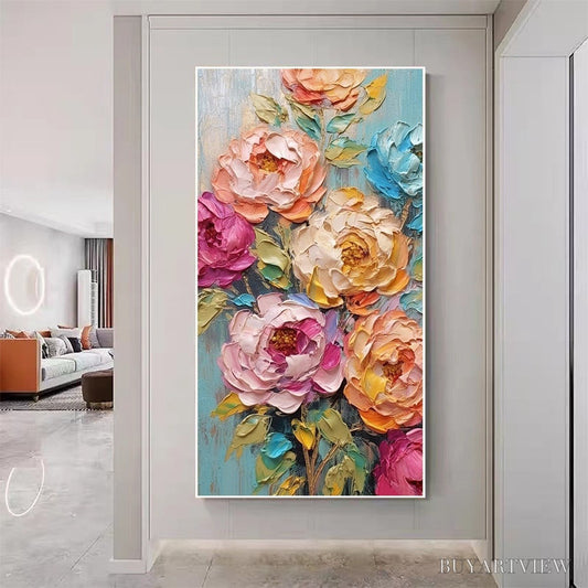 BUYARTVIEW Sweet Peony Rhapsody – Textured Impasto Floral Oil Painting - image 2
