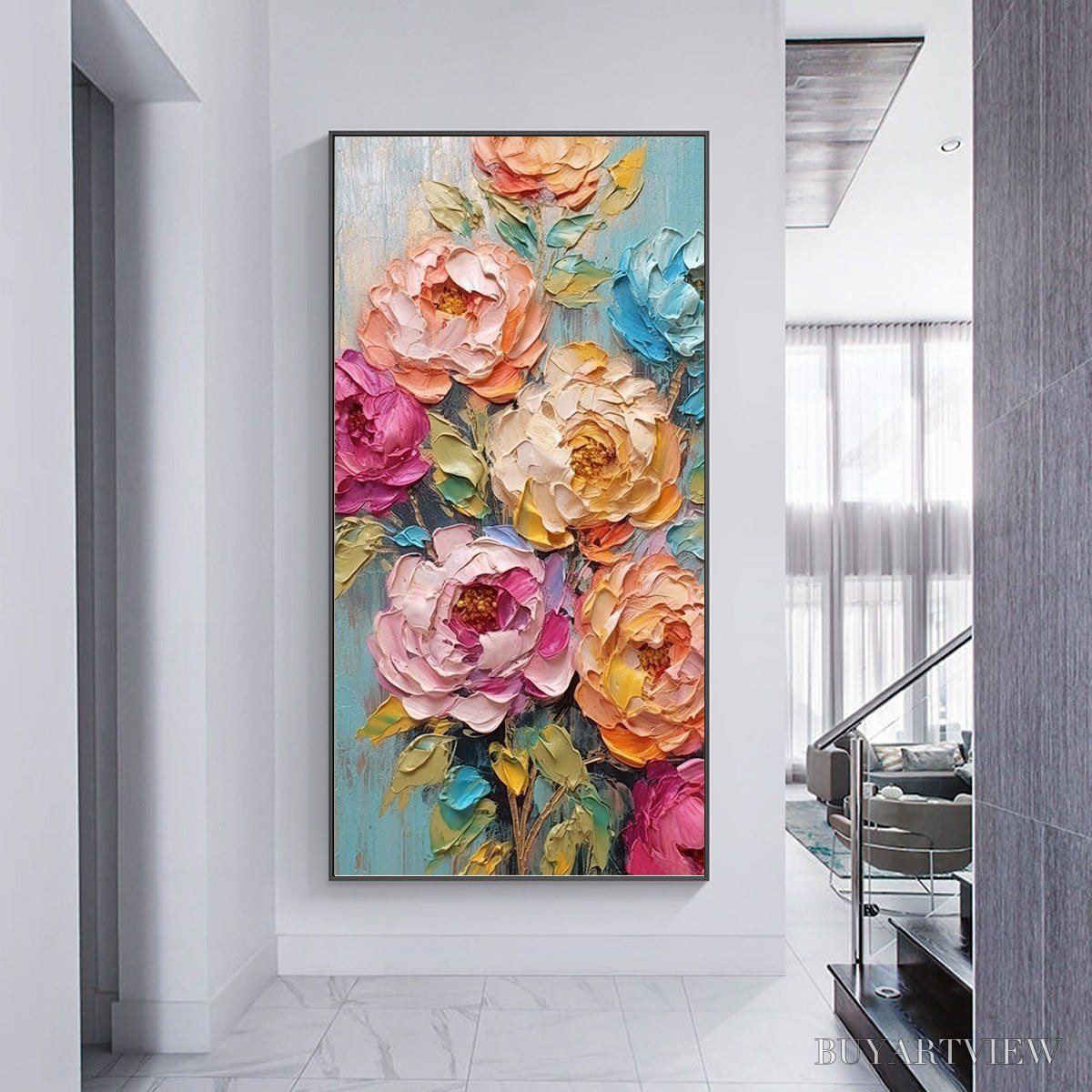 BUYARTVIEW Sweet Peony Rhapsody – Textured Impasto Floral Oil Painting - image 6
