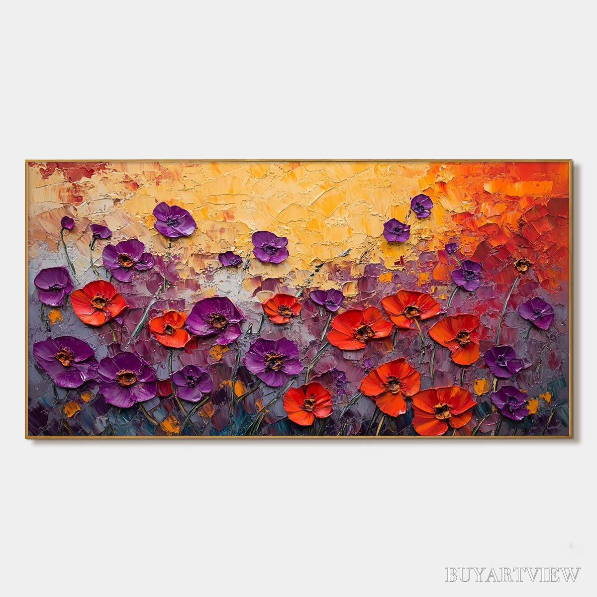 BUYARTVIEW Poppy Field Symphony – Textured Impasto Floral Oil Painting - image 1