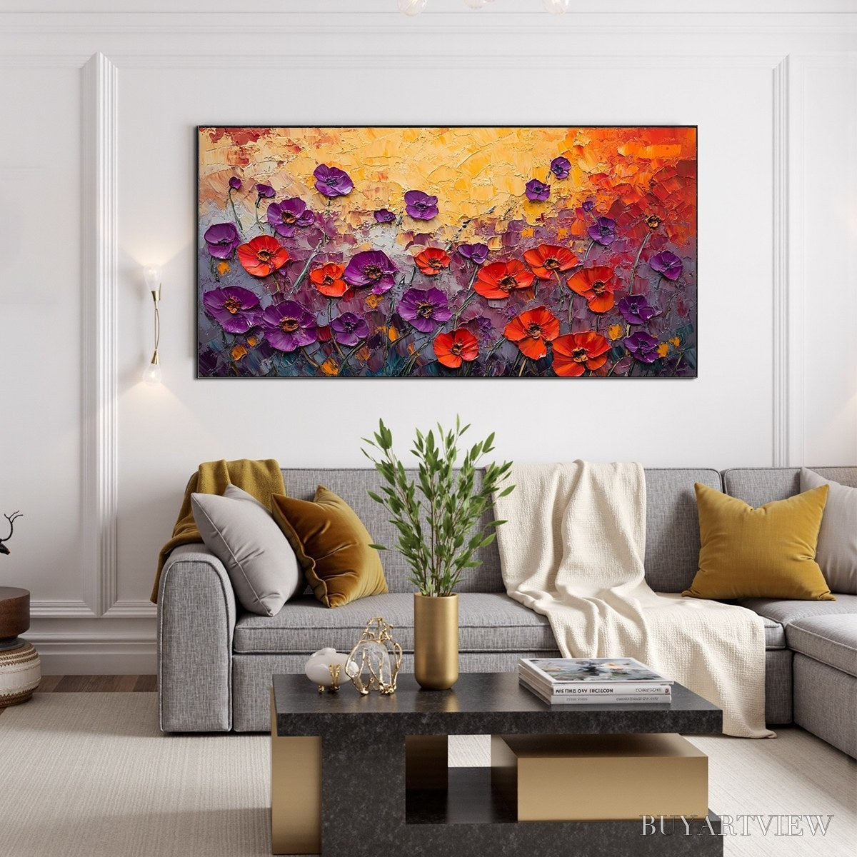 BUYARTVIEW Poppy Field Symphony – Textured Impasto Floral Oil Painting - image 2