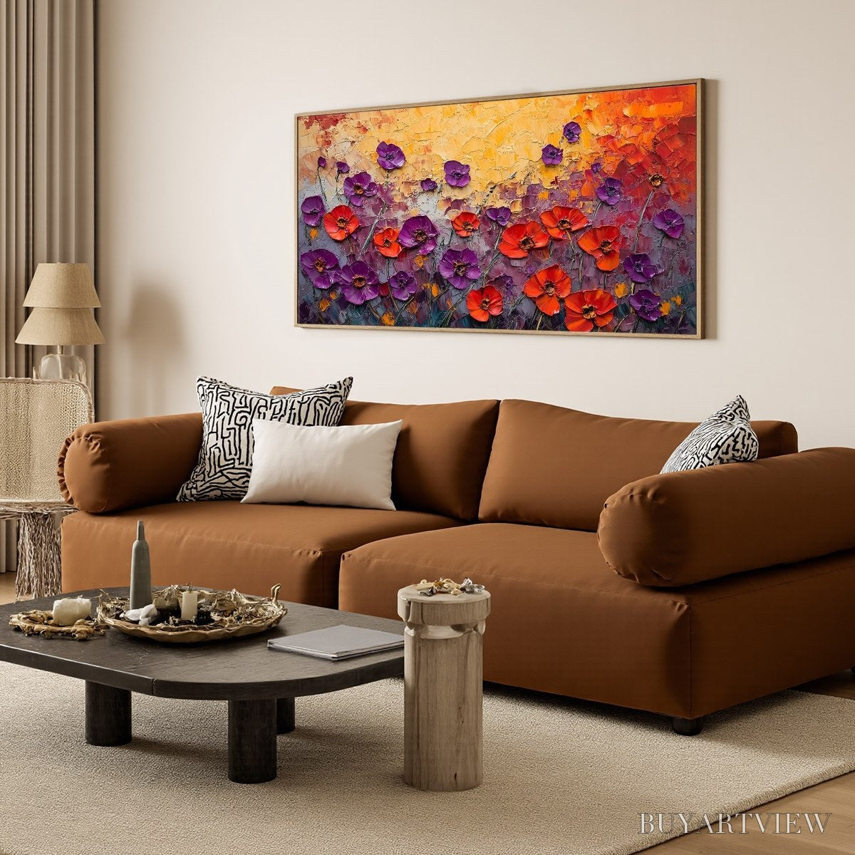 BUYARTVIEW Poppy Field Symphony – Textured Impasto Floral Oil Painting - image 4