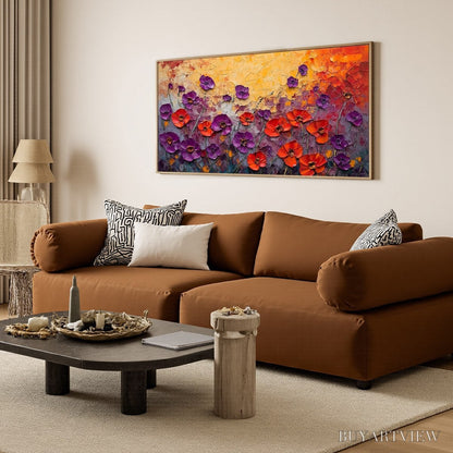 BUYARTVIEW Poppy Field Symphony – Textured Impasto Floral Oil Painting - image 4