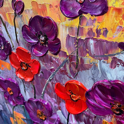 BUYARTVIEW Poppy Field Symphony – Textured Impasto Floral Oil Painting - image 5