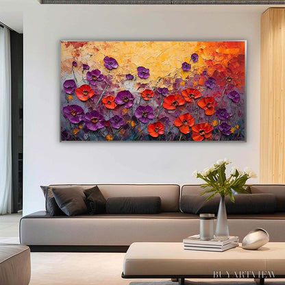 BUYARTVIEW Poppy Field Symphony – Textured Impasto Floral Oil Painting - image 6