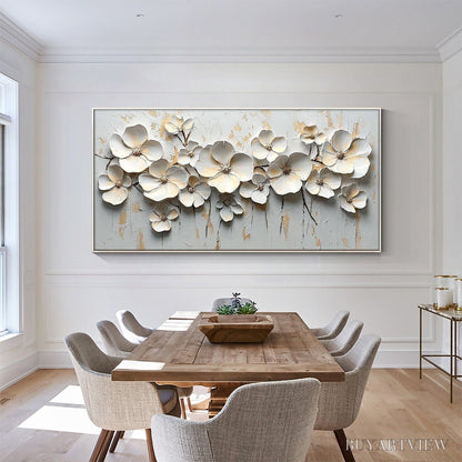 BUYARTVIEW White Blossom Serenade – Textured 3D Floral Oil Painting - image 6