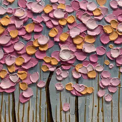 BUYARTVIEW Rosewood Dawn – Textured Floral Landscape Oil Painting in Pink - image 6