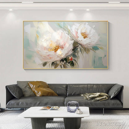BUYARTVIEW Serene Blossoms – Textured Floral Oil Painting in Soft White and Blush - image 6