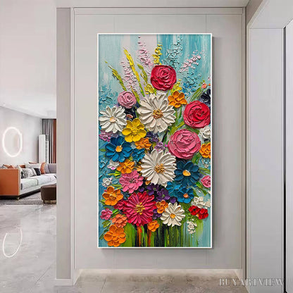 BUYARTVIEW Summer Bouquet – Colorful Floral Impasto Oil Painting - image 1
