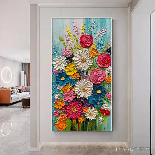 BUYARTVIEW Summer Bouquet – Colorful Floral Impasto Oil Painting - image 1