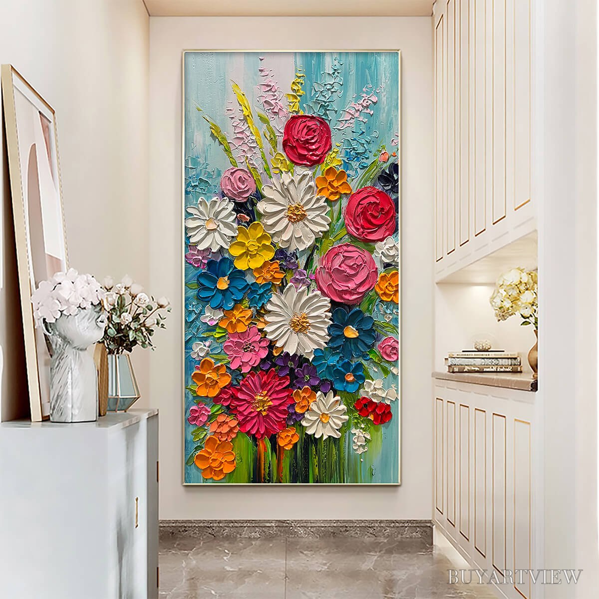 BUYARTVIEW Summer Bouquet – Colorful Floral Impasto Oil Painting - image 4