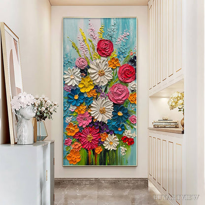 BUYARTVIEW Summer Bouquet – Colorful Floral Impasto Oil Painting - image 4