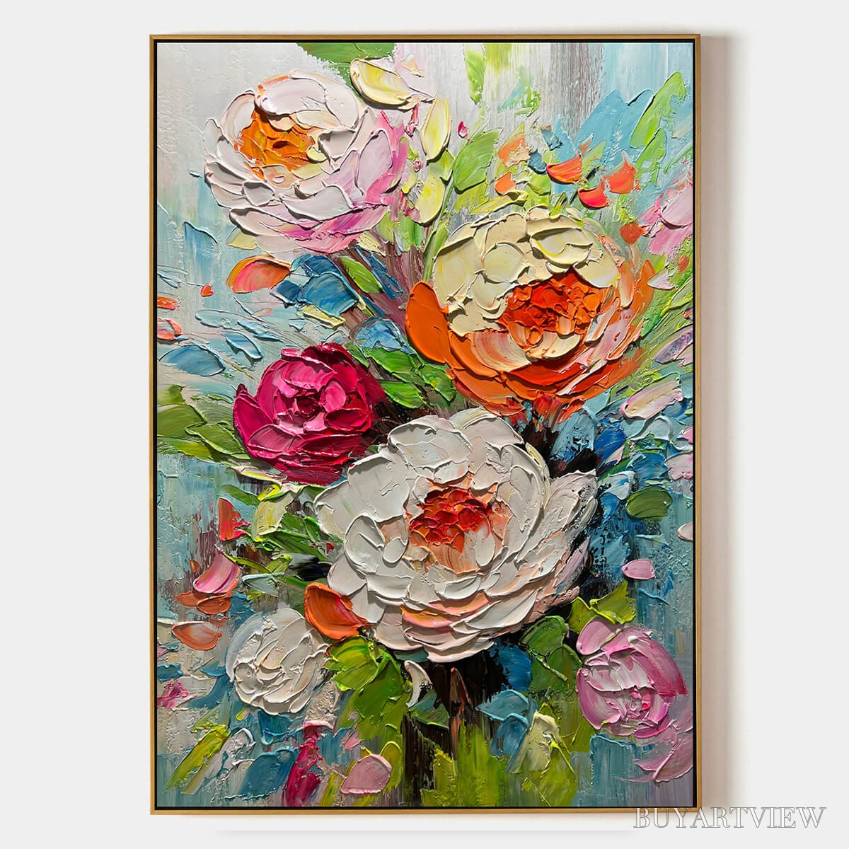 BUYARTVIEW Blooming Rhapsody – Colorful Floral Impasto Oil Painting - image 1