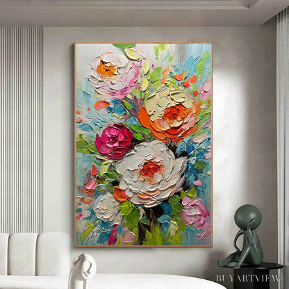 BUYARTVIEW Blooming Rhapsody – Colorful Floral Impasto Oil Painting - image 2