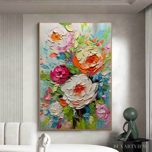 BUYARTVIEW Blooming Rhapsody – Colorful Floral Impasto Oil Painting - image 2