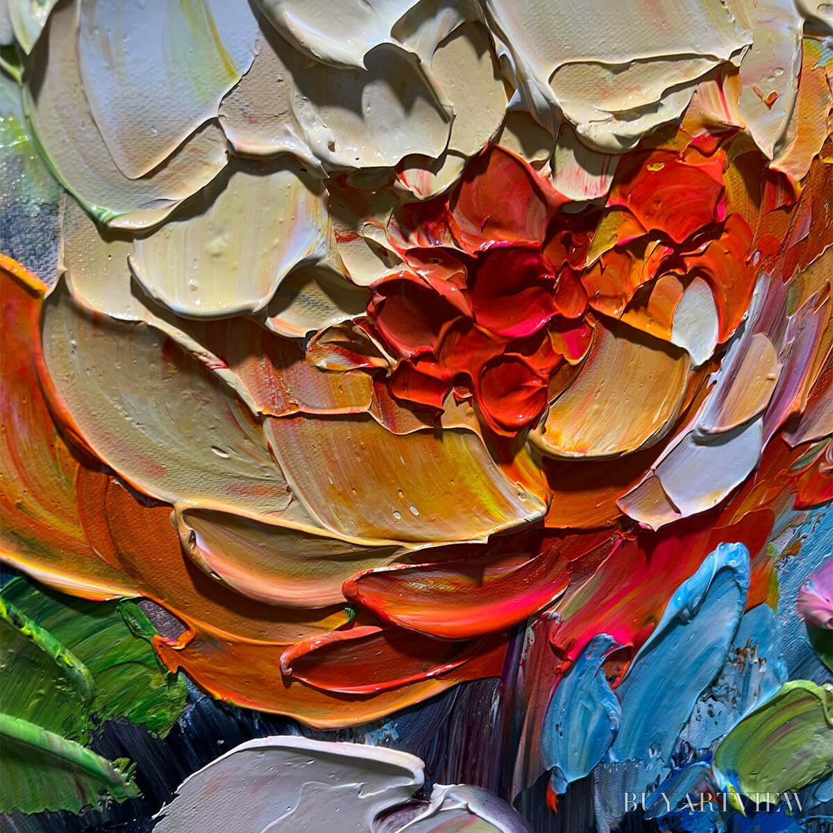 BUYARTVIEW Blooming Rhapsody – Colorful Floral Impasto Oil Painting - image 3