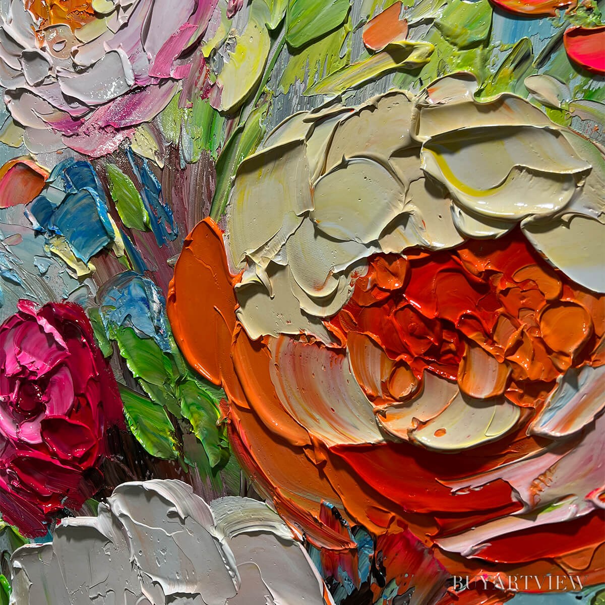BUYARTVIEW Blooming Rhapsody – Colorful Floral Impasto Oil Painting - image 5