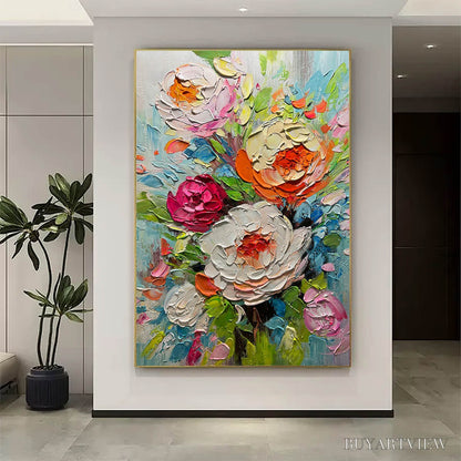 BUYARTVIEW Blooming Rhapsody – Colorful Floral Impasto Oil Painting - image 6