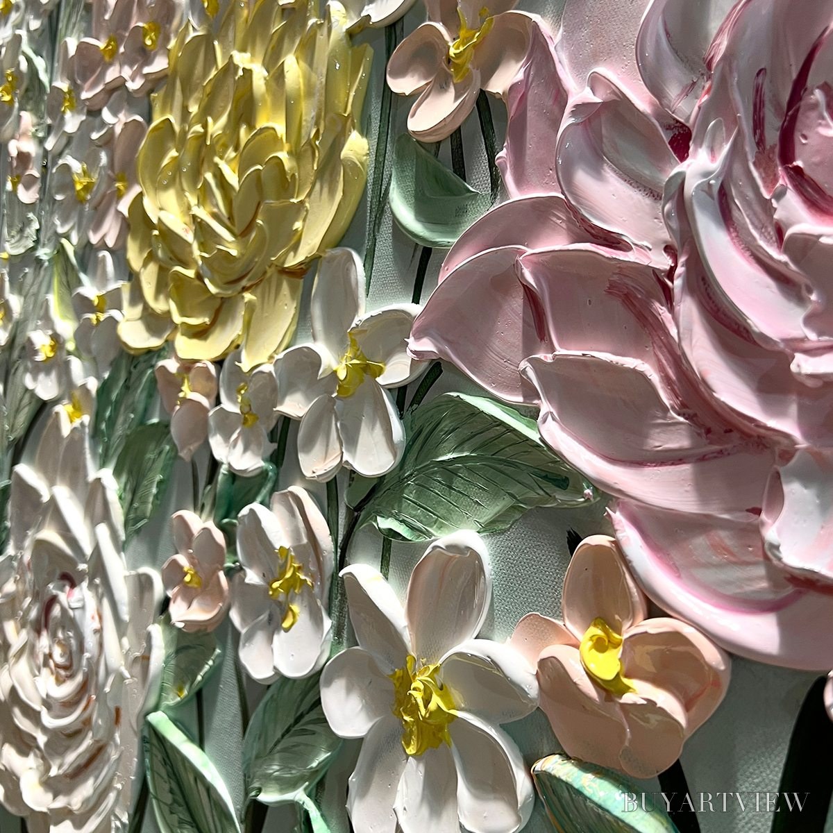 BUYARTVIEW Garden Rhapsody – Textured Floral Oil Painting - image 3