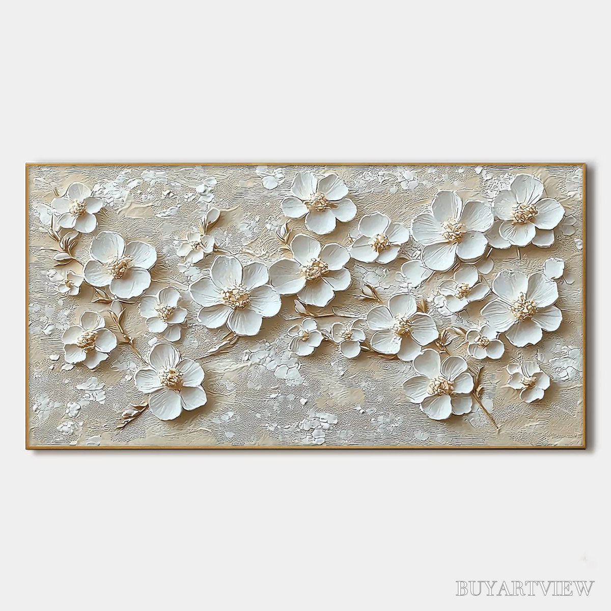 BUYARTVIEW Golden Blossoms – Textured Floral Oil Painting - image 1
