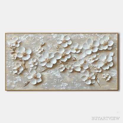 BUYARTVIEW Golden Blossoms – Textured Floral Oil Painting - image 1