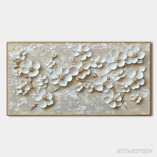 BUYARTVIEW Golden Blossoms – Textured Floral Oil Painting - image 1