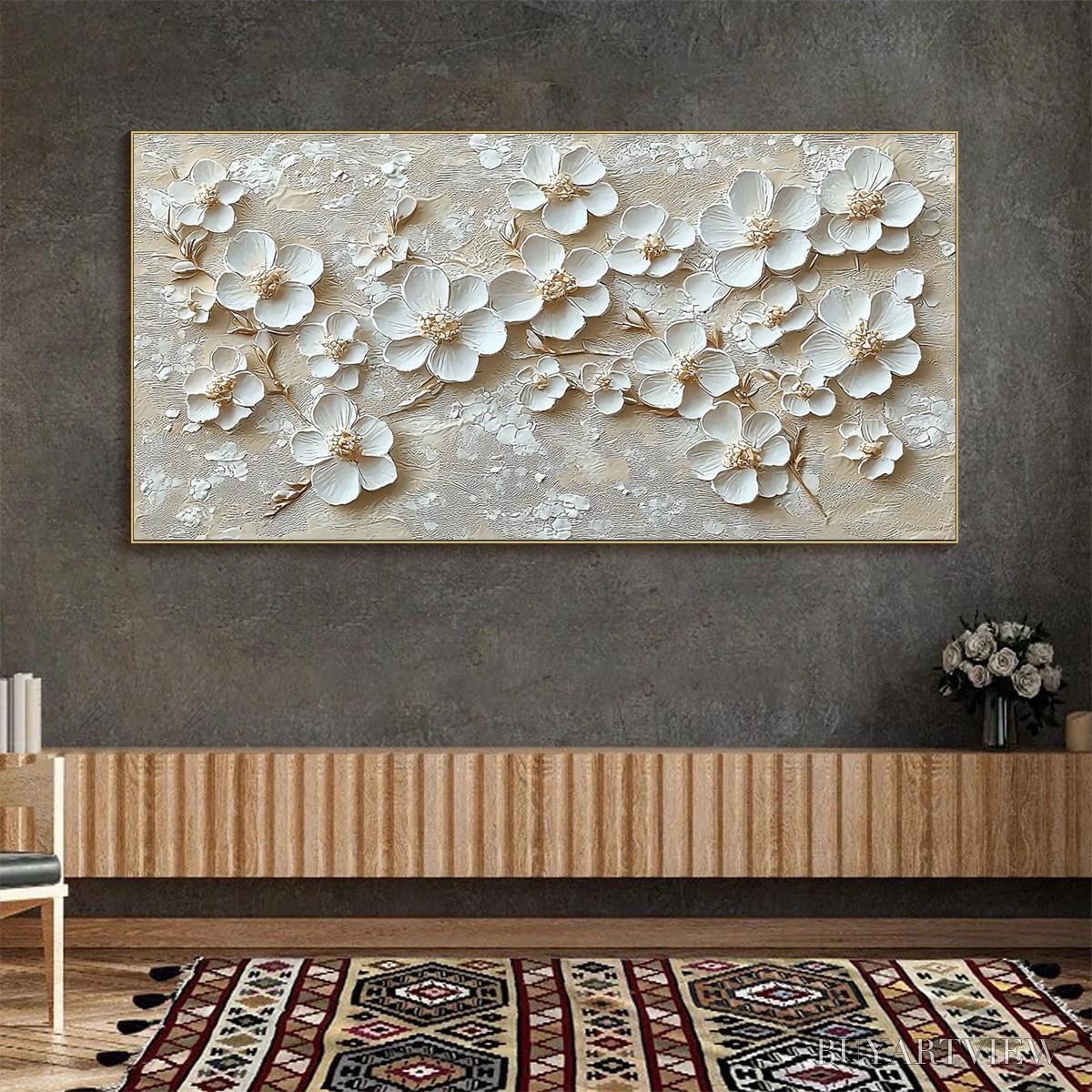 BUYARTVIEW Golden Blossoms – Textured Floral Oil Painting - image 2