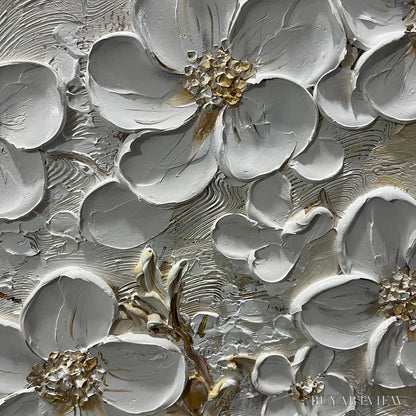 BUYARTVIEW Golden Blossoms – Textured Floral Oil Painting - image 5