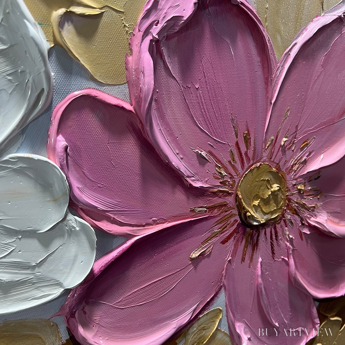 BUYARTVIEW Golden Petals – Textured Panoramic Floral Oil Painting - image 3