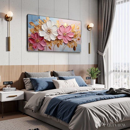 BUYARTVIEW Golden Petals – Textured Panoramic Floral Oil Painting - image 4