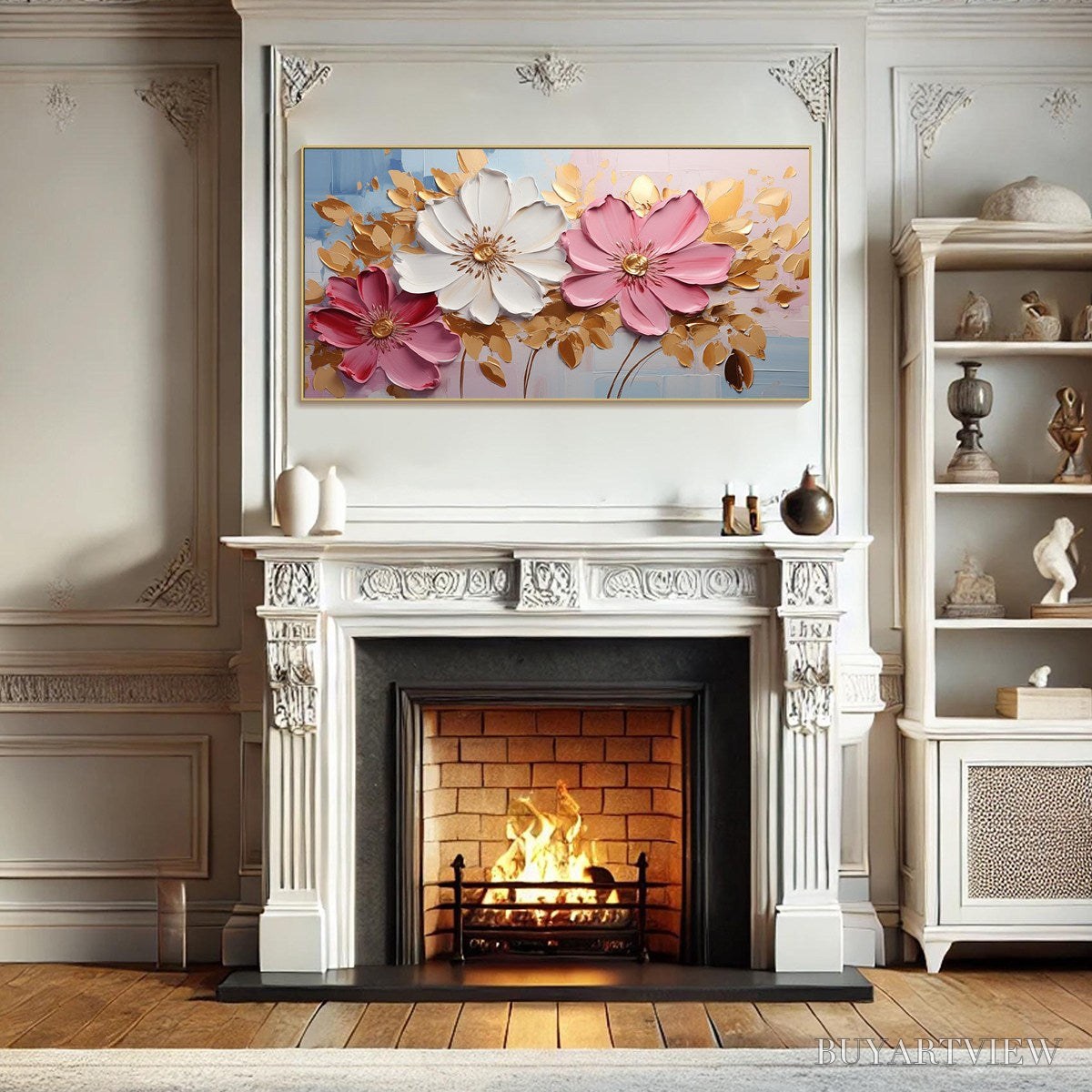 BUYARTVIEW Golden Petals – Textured Panoramic Floral Oil Painting - image 6