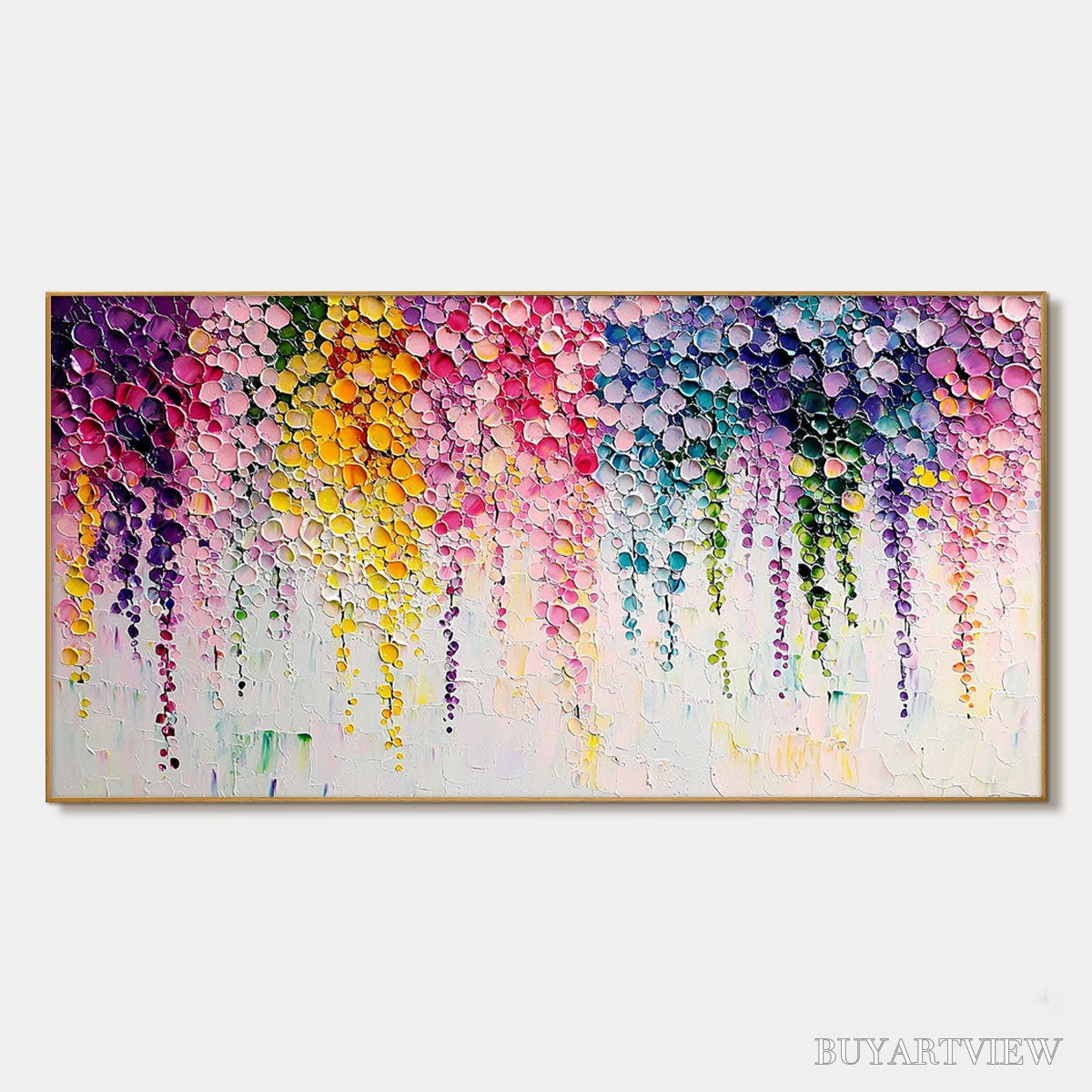 BUYARTVIEW Rainbow Cascade – Textured Impasto Floral Oil Painting - image 1