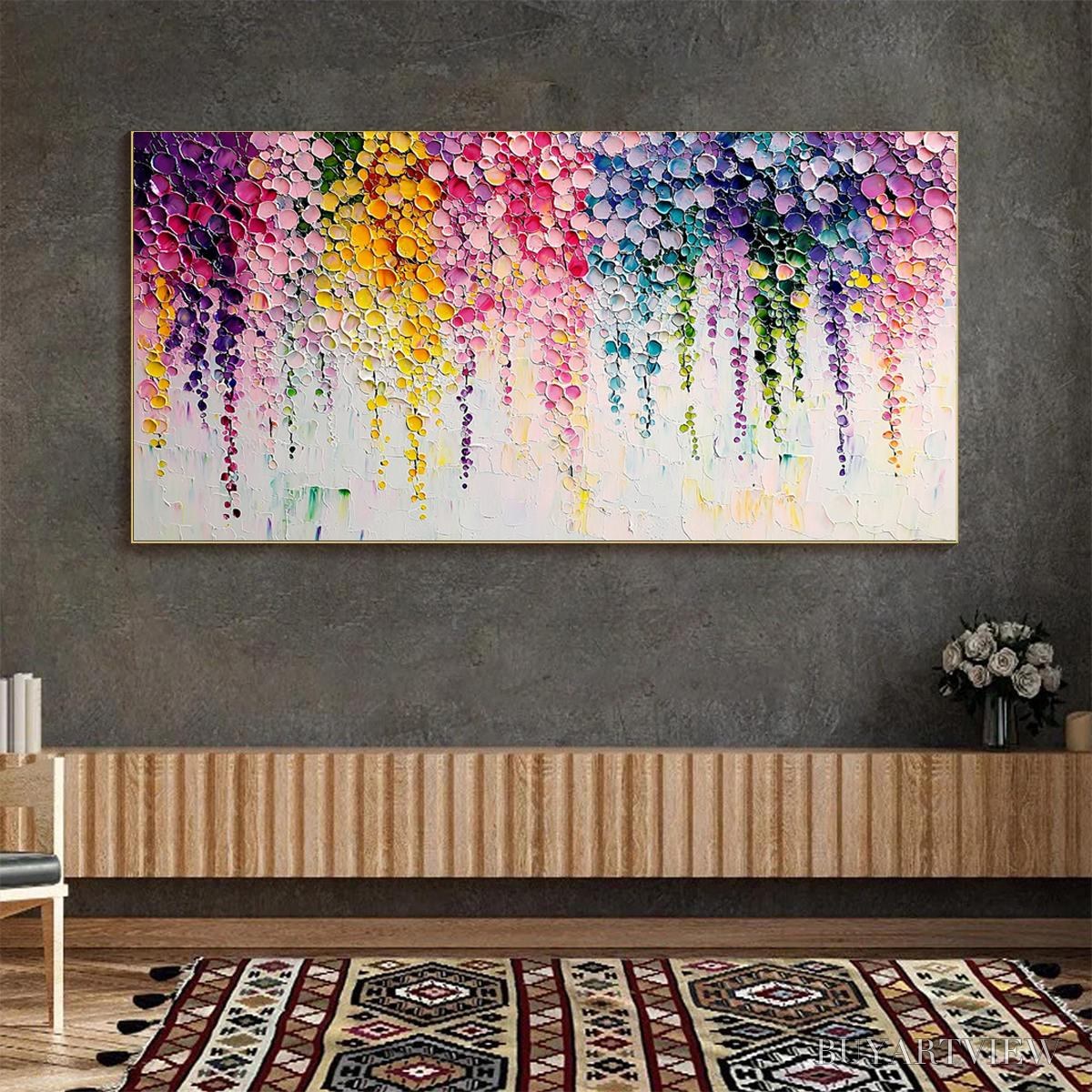 BUYARTVIEW Rainbow Cascade – Textured Impasto Floral Oil Painting - image 2