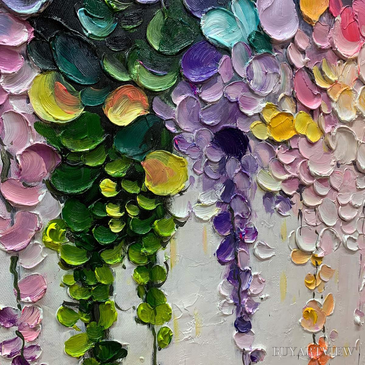 BUYARTVIEW Rainbow Cascade – Textured Impasto Floral Oil Painting - image 3