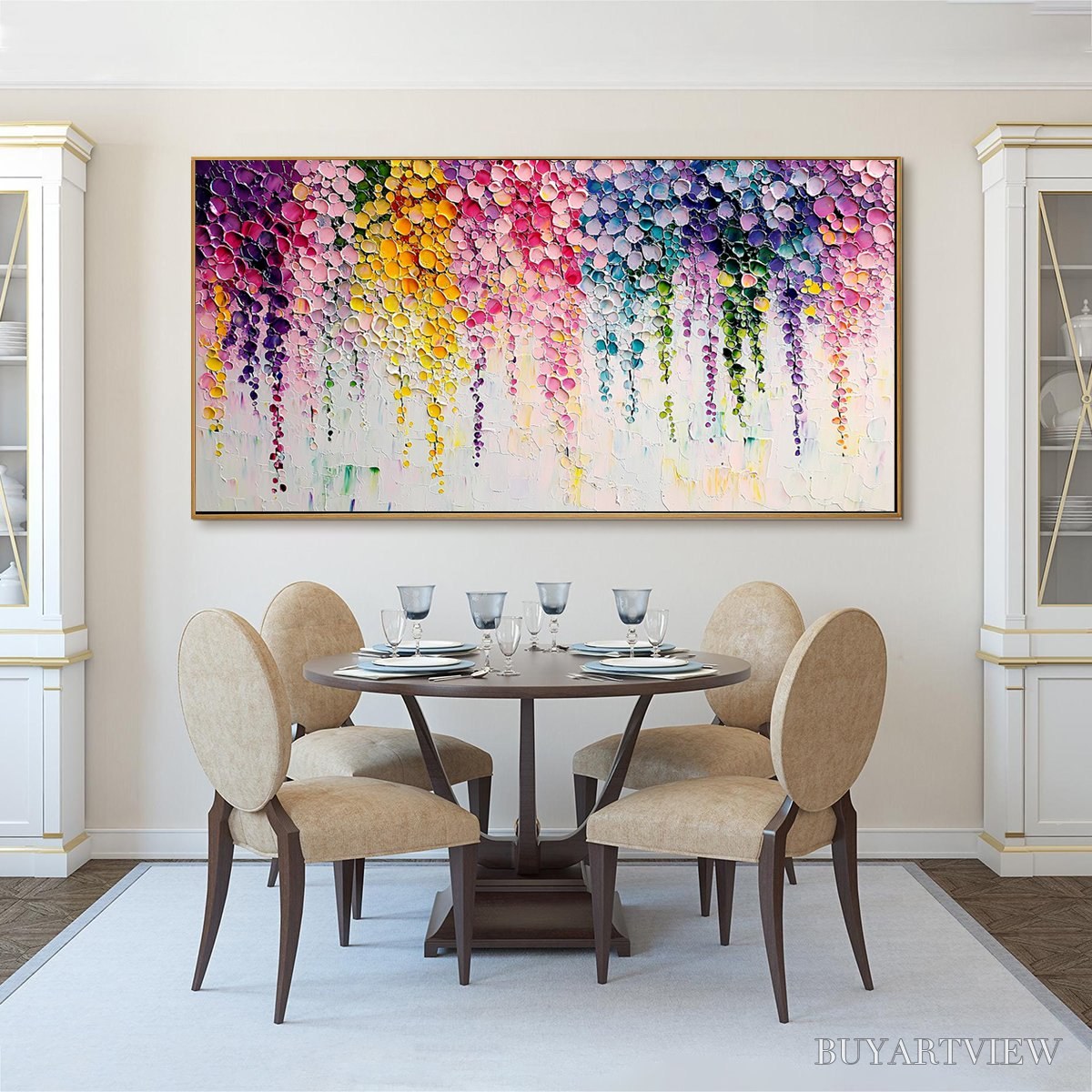 BUYARTVIEW Rainbow Cascade – Textured Impasto Floral Oil Painting - image 5