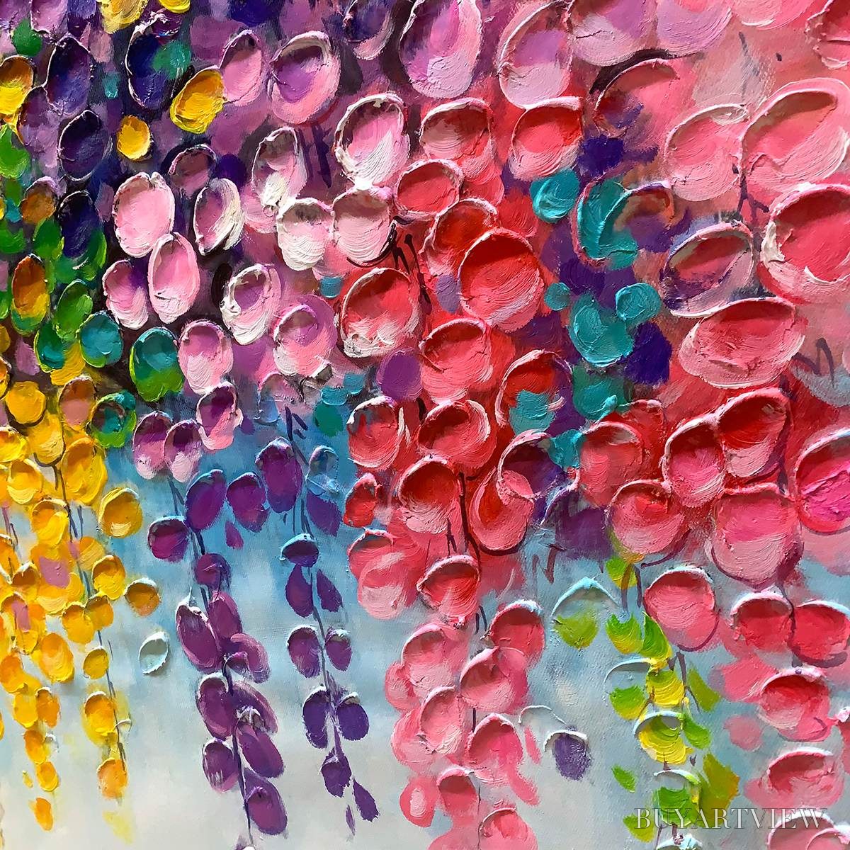 BUYARTVIEW Cascade of Color – Textured Impasto Floral Oil Painting - image 3