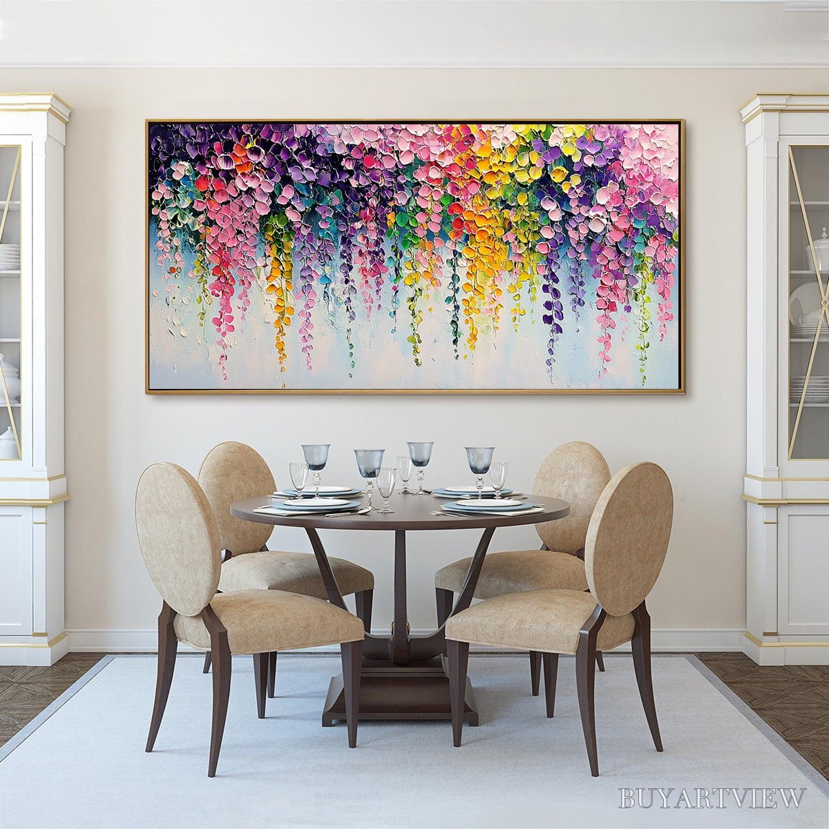 BUYARTVIEW Cascade of Color – Textured Impasto Floral Oil Painting - image 5