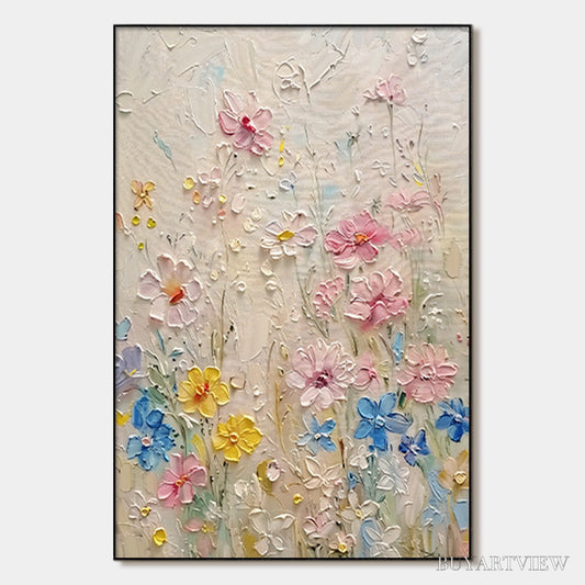 BUYARTVIEW Whispering Meadow – Textured Floral Impasto Oil Painting - image 1