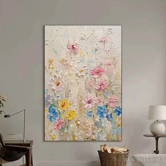 BUYARTVIEW Whispering Meadow – Textured Floral Impasto Oil Painting - image 2